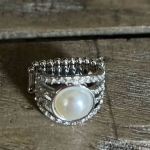 Paparazzi Silver and White Pearl Ring